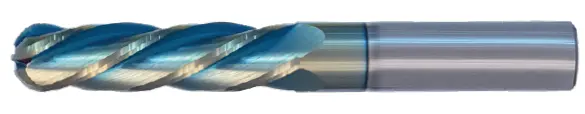1-1/4-Inch Solid Carbide Ball Nose End Mill – Single-End, Long Reach, 2-1/4" Flute Length, 5" Overall Length, 4-Flute Sky Coat Coating 1