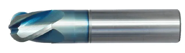 1/16-Inch Diameter 4-Flute Sky-Coated Stub-Length Ball Nose End Mill – Solid Carbide, Single End, 1/8" Flute Length, 1.5" Overall Length 1