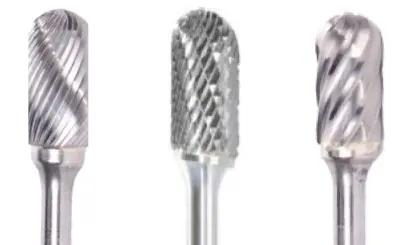 1/2" Sc Carbide Burr – Double-Cut Ball-Nose Cylinder, 1" Cutting Length, 1/4" Shank, 2-1/4" Overall Length, Uncoated 1