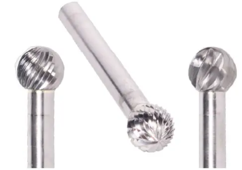 1/2" Sd Single-Cut Ball Carbide Burr – 7/16" Loc, 1/4" Shank, 2-1/4" Oal, Uncoated (Alternate) 1