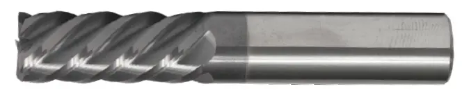 1-Inch Diameter 5-Flute Htc-Coated End Mill – 45° Helix, Single End, 2" Flute Length, 4" Overall Length, 0.015" Corner Radius 1