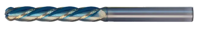 1-Inch Solid Carbide Ball Nose End Mill – Single-End, Extra-Long Reach, 4" Flute Length, 7" Overall Length, 2-Flute Sky Coat Coating 1