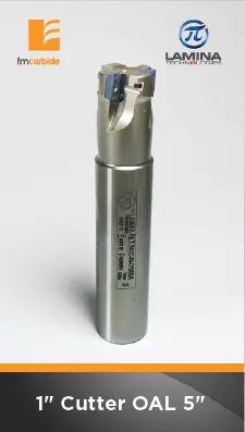 1" Indexable End Mill With 4 Pockets – Apkt 100308 Inserts, 1.25" Flute, 3.5" Oal 1