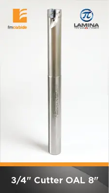 3/4" Indexable End Mill With 3 Pockets – Apkt 100304 Inserts, 1.25" Flute, 8" Oal 1