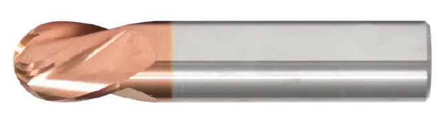 3/64" Ticn-Coated Ball Nose End Mill – Stub-Length, 2-Flute, 3/32" Flute Length, 1-1/2" Overall Length 1