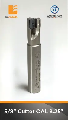 5/8" Indexable End Mill With 2 Pockets – Apkt 100308 Inserts, 1" Flute, 3.25" Oal 1