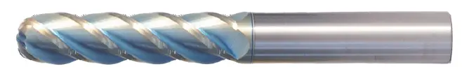 .5" Ball End Mill – Single End, Extra-Long Reach, .5" Shank, 4" Flute, 7" Oal, 4-Flute, Sky Coat 1