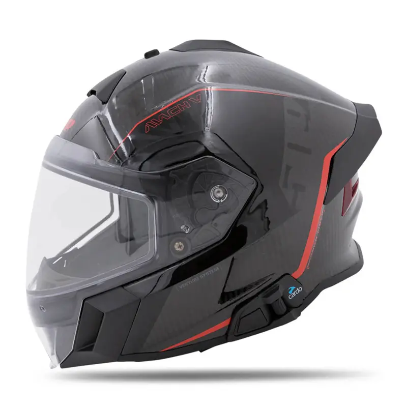 509 Mach V Carbon Commander Snowmobile Helmet – Burner Red Full-Face Design 1