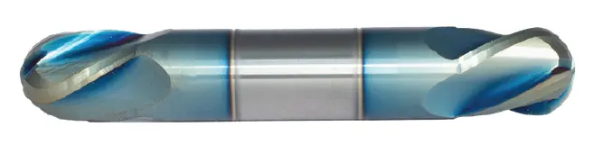 7/64" Double-End Stub-Length 2-Flute Ball Nose Solid Carbide End Mill With Sky Coat 1