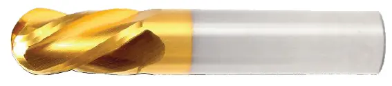 9/64" Ball Nose End Mill – Single-End, 9/16" Flute Length, 2" Overall Length, 2-Flute Tin Coated 1