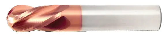 9/64" Ball Nose End Mill – Single-End, 9/16" Flute Length, 2" Overall Length, 4-Flute Ticn Coated 1