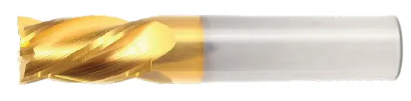 9/64" Tin-Coated Square End Mill – Single-End, 3-Flute, 9/16" Flute Length, 2" Overall Length 1