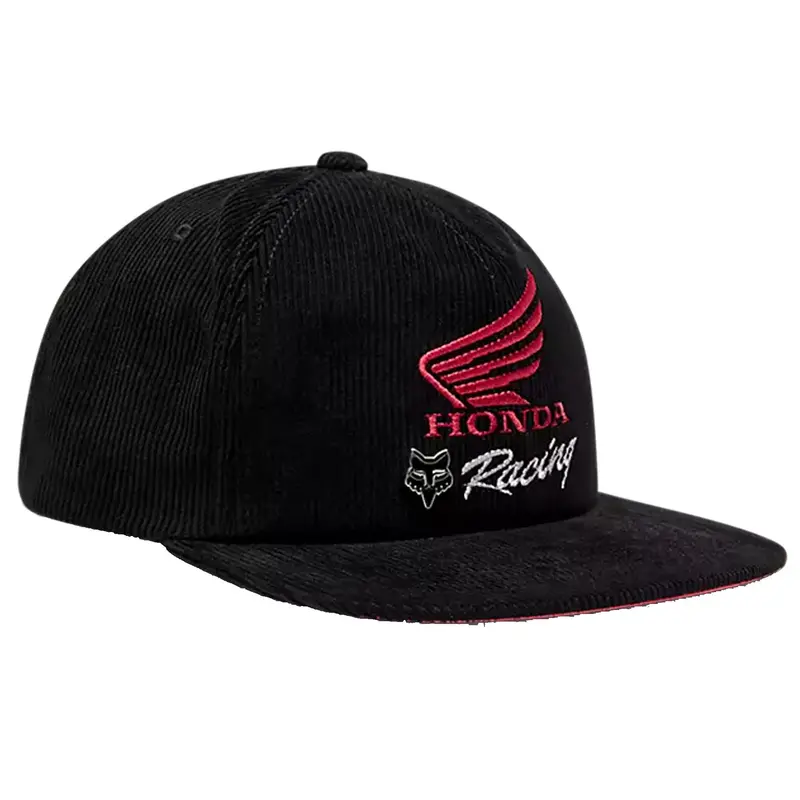 Fox Racing Honda Adjustable Cotton Corduroy Hat – Black, One-Size Strap Closure 1