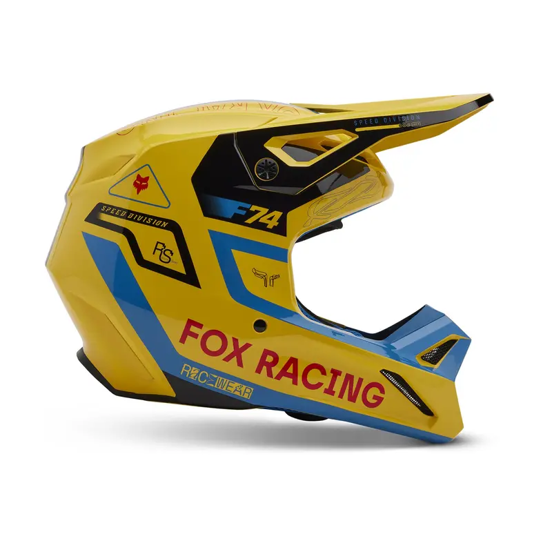 Fox Racing V1 Race Spec Open-Face Helmet – Off-Road Certified, Pale Yellow Finish 1