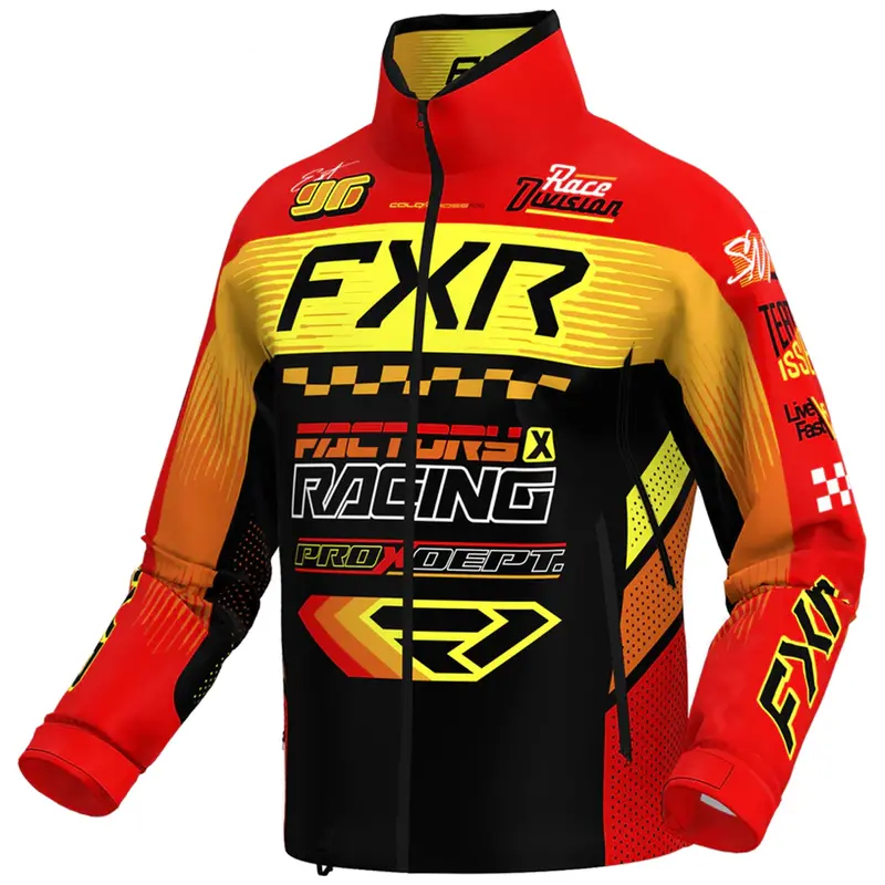 Fxr Cold Cross Rr Uninsulated Riding Jacket – Dry Vent Tech, Water-Resistant In Red/Yellow/Orange 1
