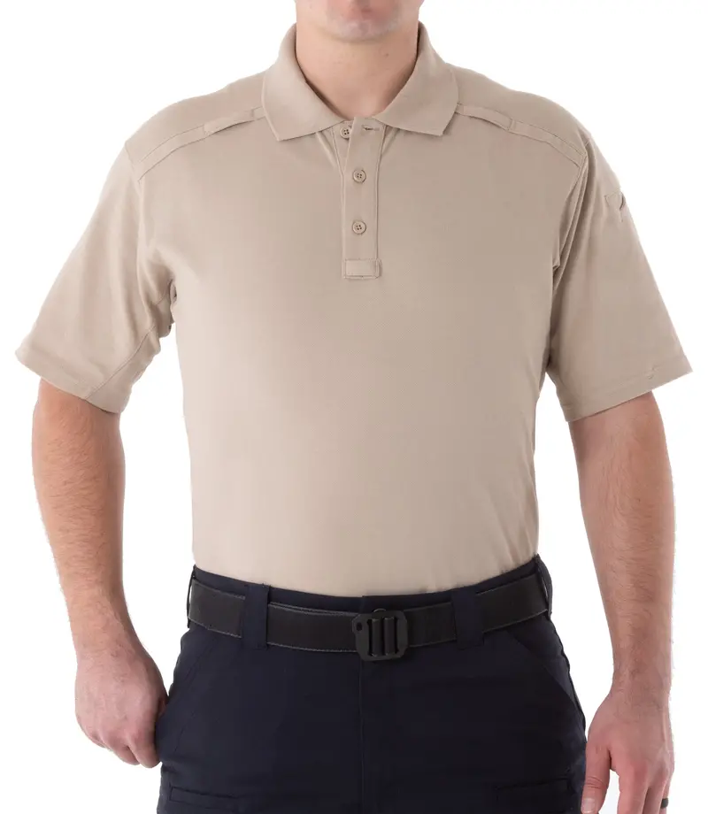 Men'S Cotton Polo – Khaki And Heather Grey Colors 1