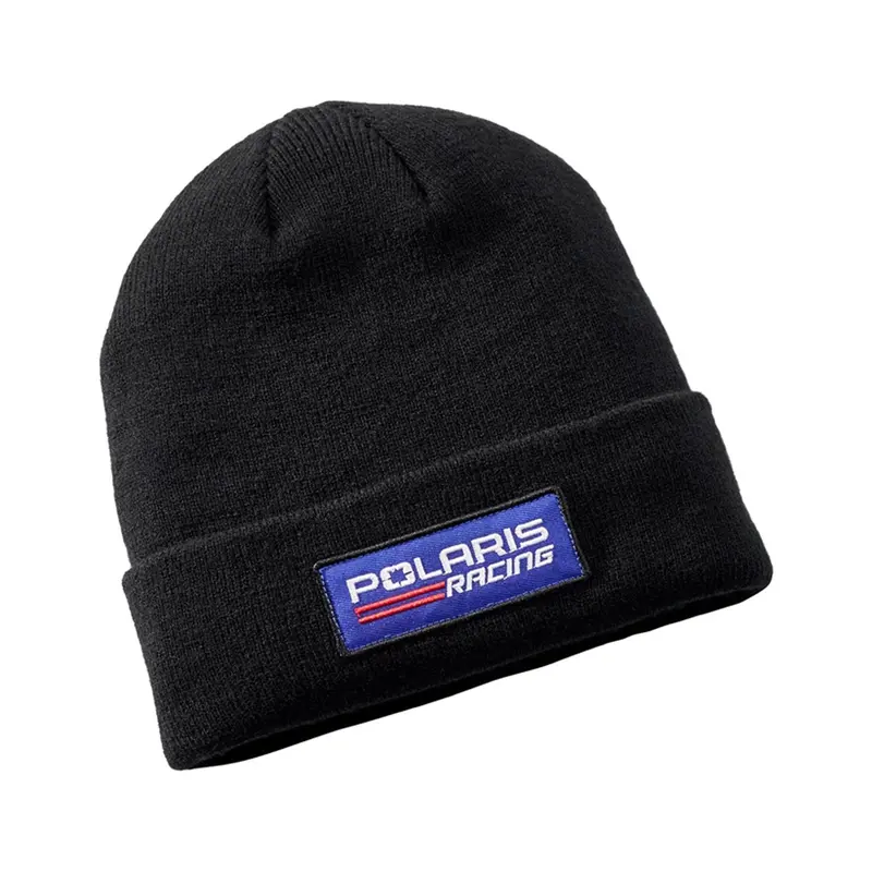 Men'S Racing Beanie – Black Acrylic Winter Hat For Outdoor Enthusiasts 1