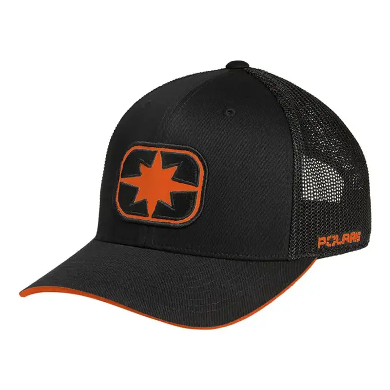 Polaris Eclipse Patch Trucker Hat – Breathable Snapback Cap In Orange 1