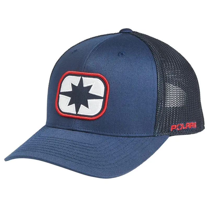 Polaris Eclipse Patch Trucker Hat – Navy And Red Breathable Snapback Cap 1