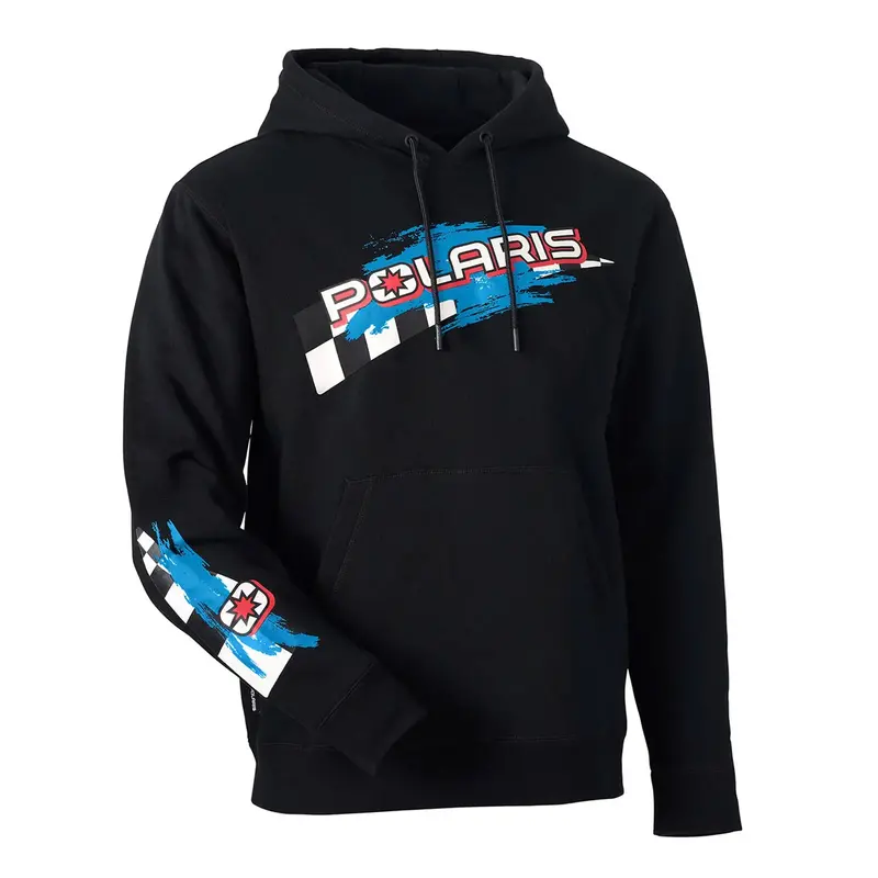 Polaris Men’S Retro ‘90S Splash Hoodie – Soft Cotton-Blend, Lightweight & Warm – Black 1