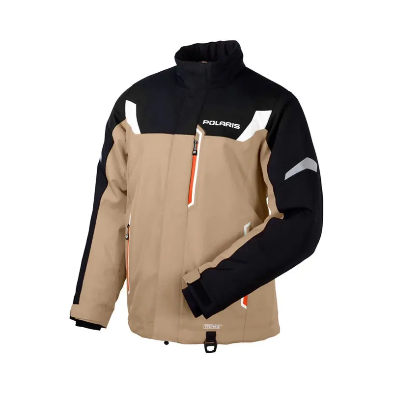 Polaris Tech54 Titan Snowmobile Jacket – Men’S Black & Tan Brown Hybrid Design 2