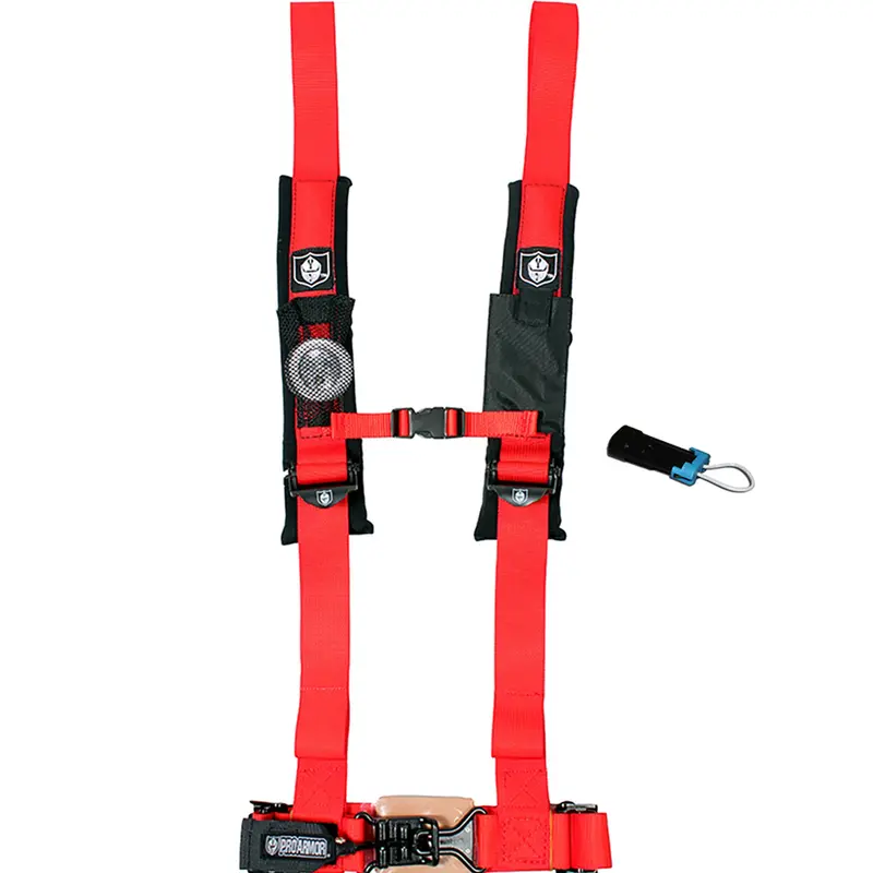 Pro Armor A114220Rd Red 4-Point Harness – 2-Inch Straps With Sewn-In Pads & Bypass Clip (2014–2019) 1