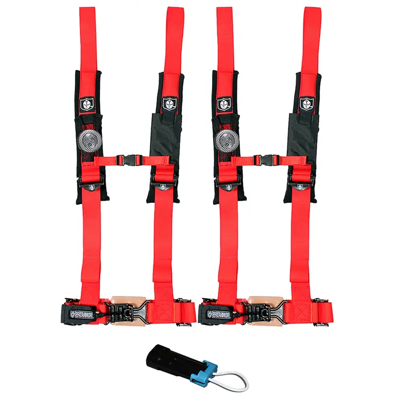 Pro Armor A114220Rd Red 4-Point Harness – 2-Pack With Seat Belt Bypass Clip For Off-Road Vehicles 1