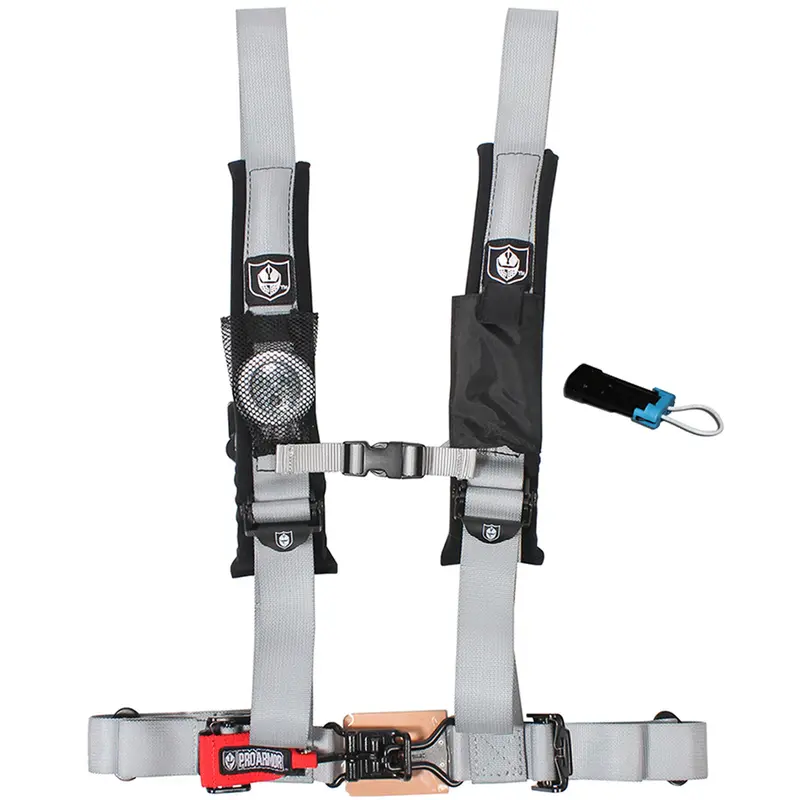 Pro Armor A114220Sv Polaris-Compatible 4-Point Harness – Silver, 2-Inch Straps With Bypass Clip 1
