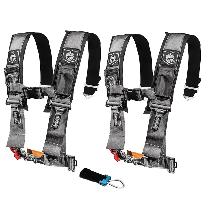 Pro Armor A114220Sv Silver 4-Point Harness – 2-Inch Padded Straps With Seat Belt Bypass Clip 1