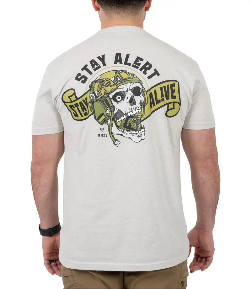 Tactical Awareness T-Shirt – 'Stay Alert, Stay Alive' Design 1