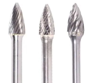 Uncoated 1/2" Sg Single-Cut Pointed Tree Carbide Burr – Long Reach: 1" Loc, 1/4" Shank, 6-1/2" Oal 1