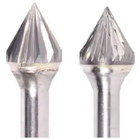 Uncoated 1/2" Sj Single-Cut Deburring Carbide Burr – 60° Taper, 7/16" Loc, 1/4" Shank, 2-1/4" Oal 1