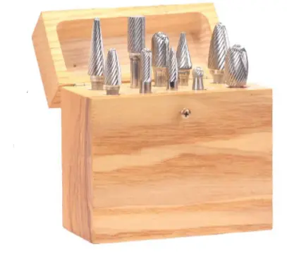 Uncoated 1/4" Shank Carbide Burr Set — Features Sa-3, Sc-1, Sc-3, Sd-1, Se-5, Sf-3, Sf-5, Sg-1, Sl-3, Sm-42 1
