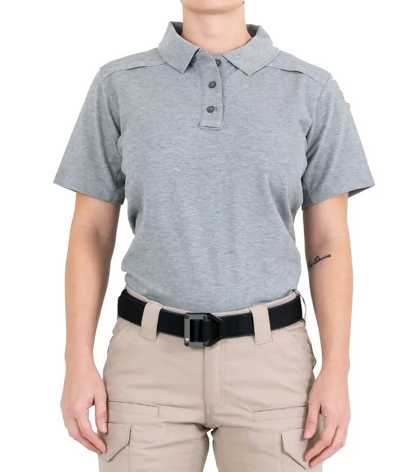 Women'S Cotton Polo – Heather Grey, Black, And Khaki Options 1