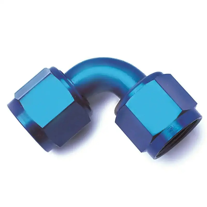 An-8 Blue Swivel Coupler – 90-Degree Elbow Fitting 1