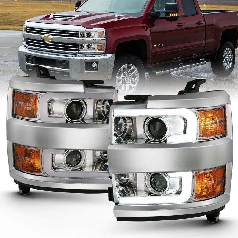 Anzo Usa Projector Headlights – Chrome Housing With Amber Plank Design (111360) 1