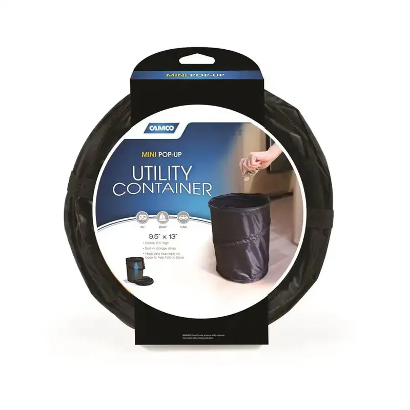 Camco 42903 Collapsible Round Trash Can – 9.5" Diameter × 13" Height, Black 1