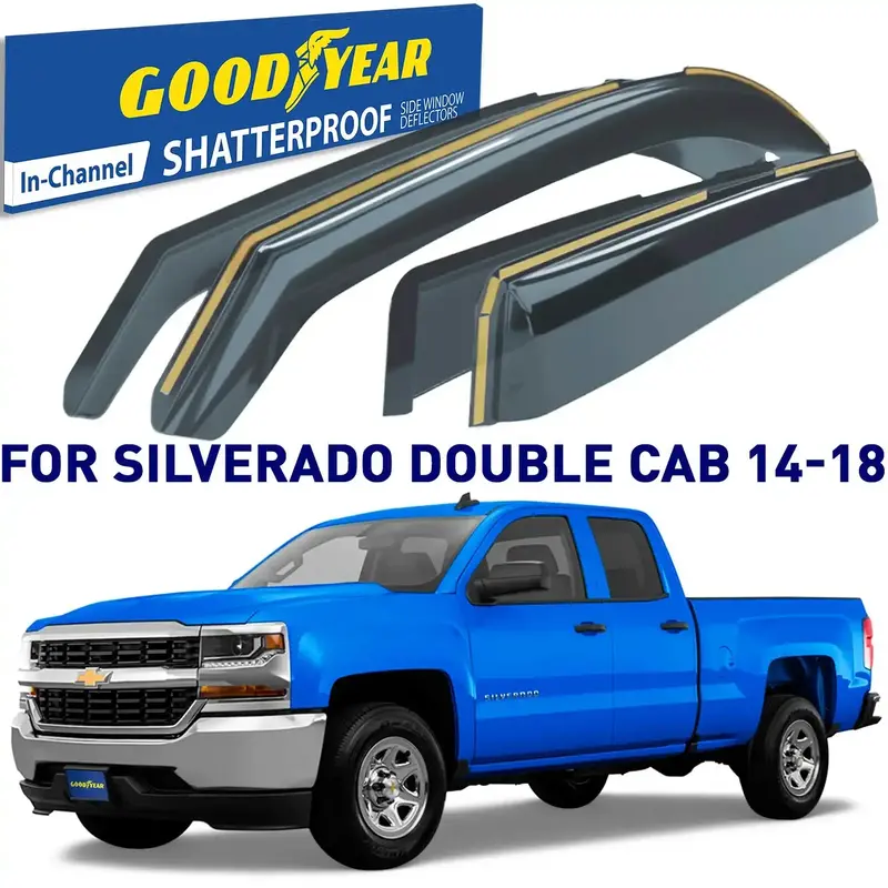 Goodyear Gy003417Lp In-Channel Shatterproof Window Deflectors – 4-Piece Rain And Wind Visor Set 1