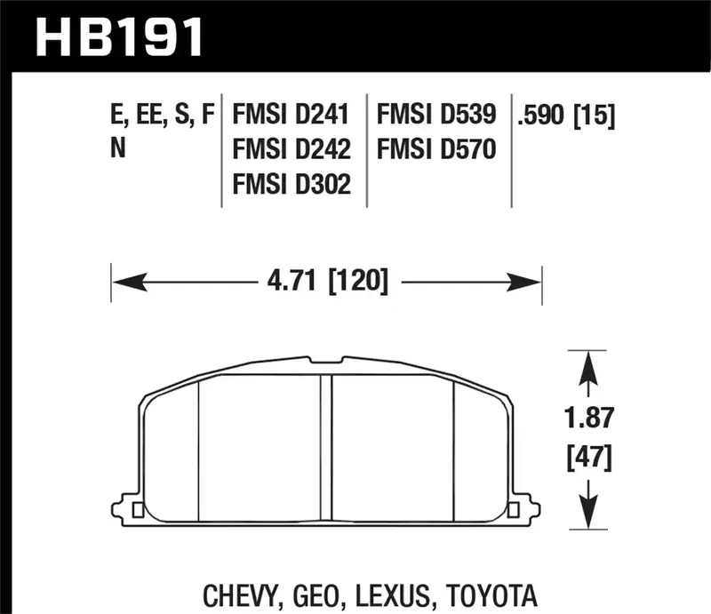 Hawk Performance Hb191E.590 Blue Ceramic Brake Pads – 0.590" Thickness, 9012 Fitment 1