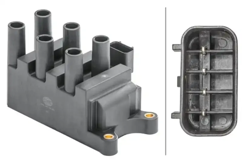 Hella 358168581 4-Pin Ignition Coil With Bolt-On Mounting Block And Integrated Connector 1