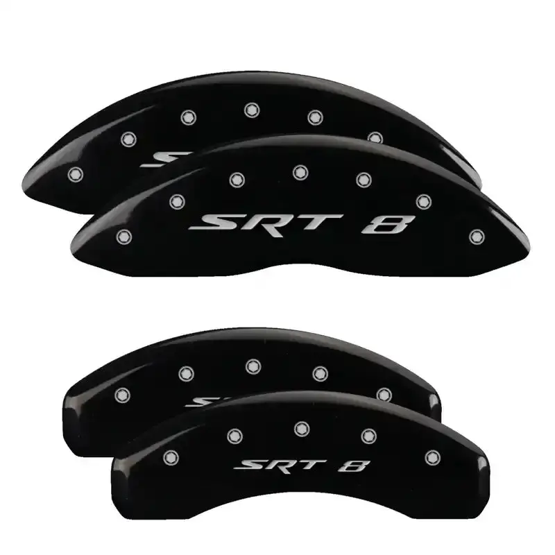 Mgp Engraved 4-Piston Caliper Covers – Front And Rear, Black Finish With Silver Accent 1