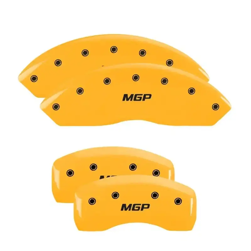 Mgp Engraved Caliper Covers – Front & Rear Set In Yellow-On-Black Finish 1