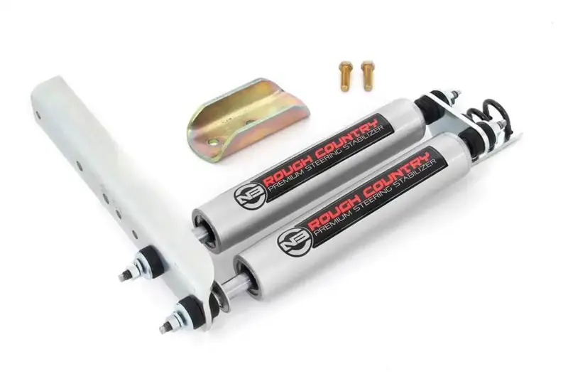 Rough Country 8733730 N3 Dual Steering Stabilizer – Big-Bore System With Brackets And Hardware Kit 1